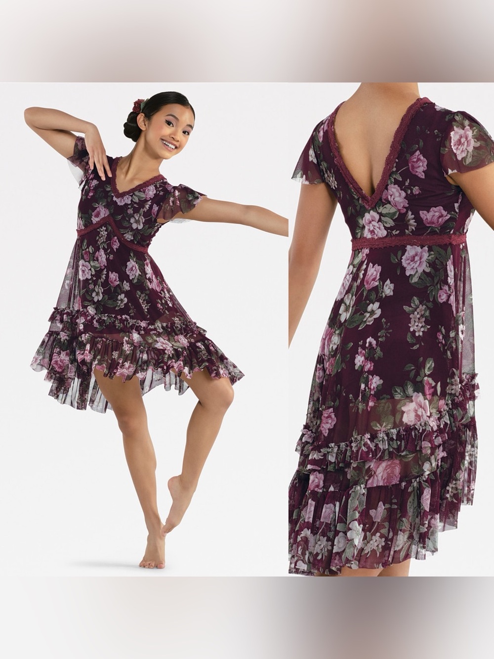Revolution burgundy floral dress WHEN YOU DREAM lyrical dress RC22835 SA adult